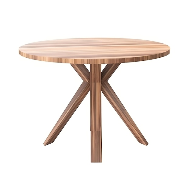 Ein runder Tisch mit einem Holzsockel und einem Holzsockel.