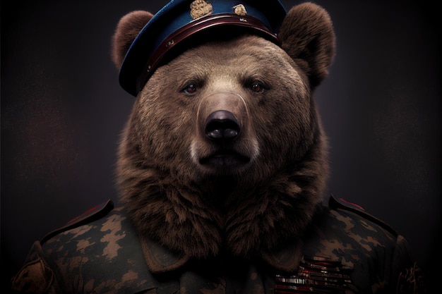 Ein russischer Bär mit Militäruniform