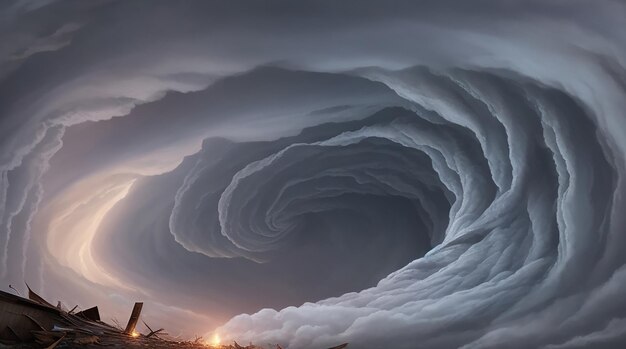 Ein sanftes saures Himmelslicht, während verzweifelte Seelen in einem chaotischen Tornado hinweggeschwemmt werden