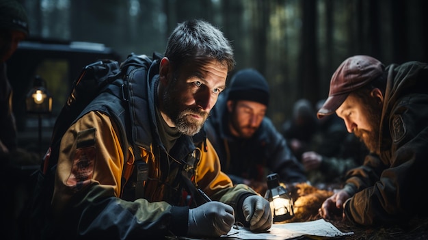 Foto ein sanitäterteam, das in der ferne erste hilfe verleiht hintergrundbild