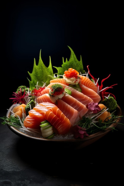 Ein Sashimi mit unscharfem Hintergrund