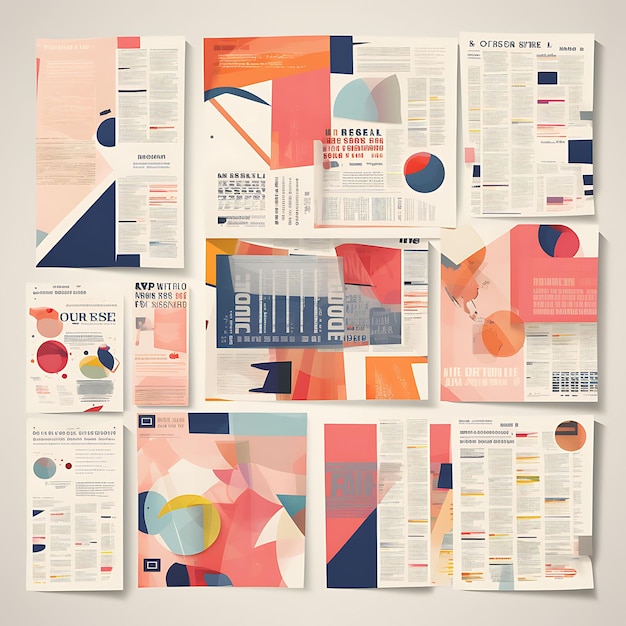 Foto ein satz papier 2d-textur-design, unterschiedliche größe und farben, einzigartiges, kreatives, einfaches, minimales layout