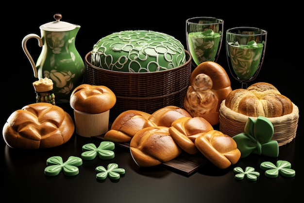 Ein Satz von Bäckerei-Themen St. Patrick's Day Elemente isoliert