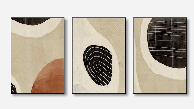 Ein Satz von drei abstrakten minimalistischen Hintergründen, geometrischen Kunstmustern, Illustrationen und Dekorationen
