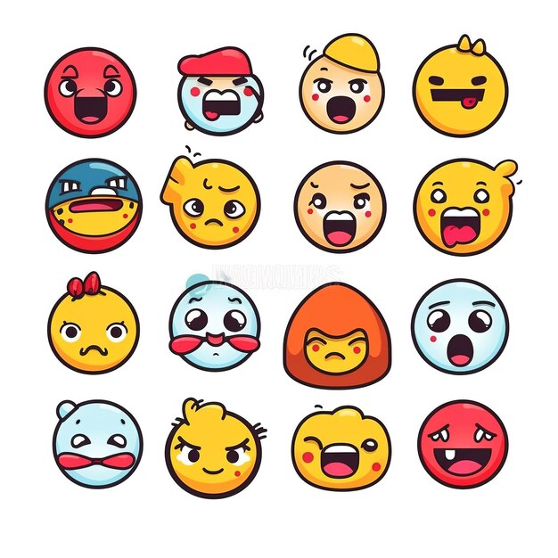 Foto ein satz von emoji-gesichtern