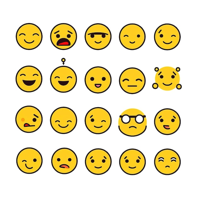 Foto ein satz von emoji-gesichtern