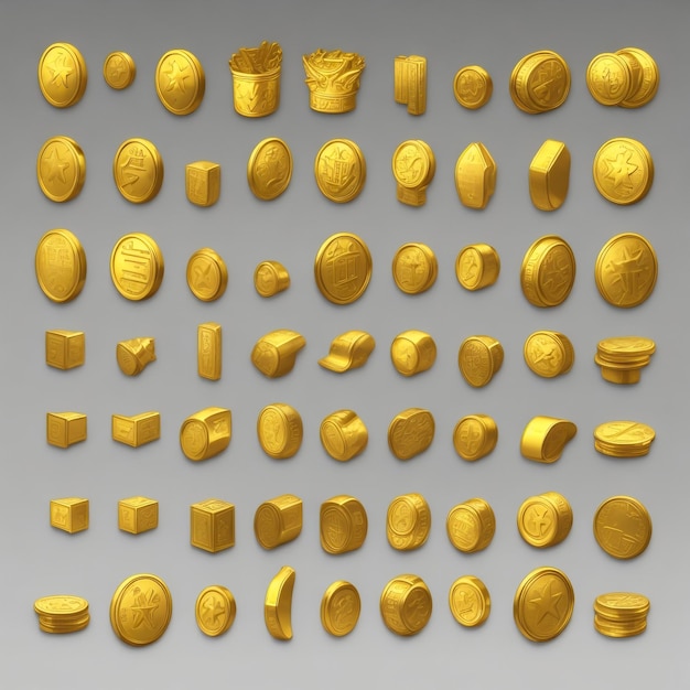 Ein Satz von goldenen Kugeln, die auf weißem Hintergrund isoliert sind, Sammlung von goldenen Blasen Vektorillustration