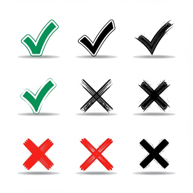 Ein Satz von Icons mit einem grün-schwarz karierten Schild, auf dem „Quot x Quot“ steht