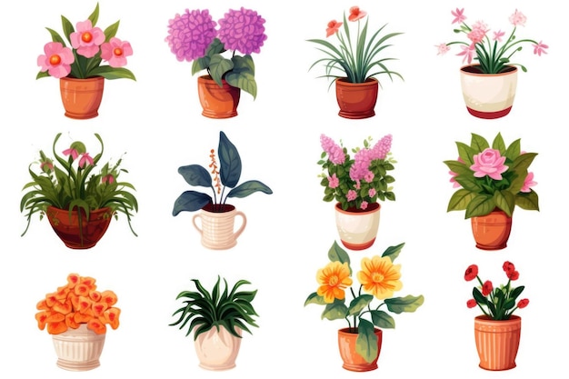 Ein Satz von Topfblumen-Ikonen für Blumenladen-Websites und für andere Zwecke