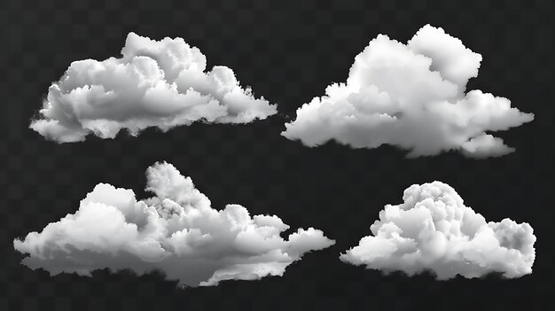 Ein Satz von vier realistischen Wolken verschiedener Formen auf einem transparenten Hintergrund Vektor-Illustration