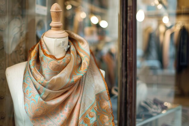 Foto ein schal wird auf einem mannequin in einem schaufenster ausgestellt