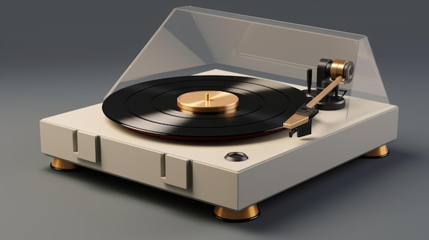 Ein schicker, stilisierter Plattenspieler im Stil eines minimalistischen, modischen Vinyl-Schallplattenspielers mit hohem Design