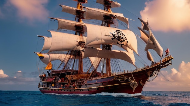 Ein Schiff mit einem Piratenlogo