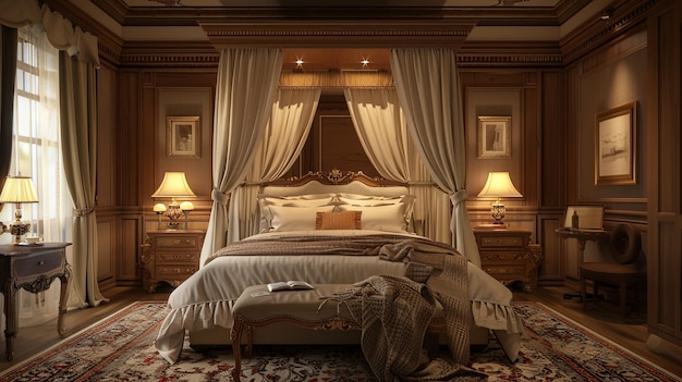 ein Schlafzimmer mit einem Bett und einem großen Fenster mit der Nummer 2 darauf