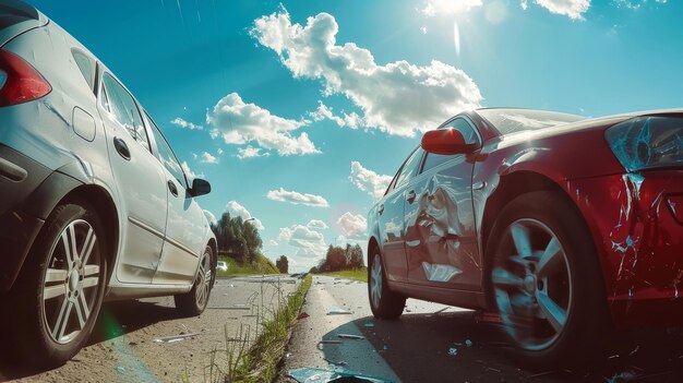 Foto ein schlankes silbernes auto ist am rande einer ruhigen straße geparkt, sein motor ist still und die türen geschlossen