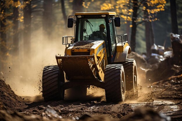 Ein Schlepplader bewegt Schmutz auf einer Baustelle Schlepplauflader Bildfotografie