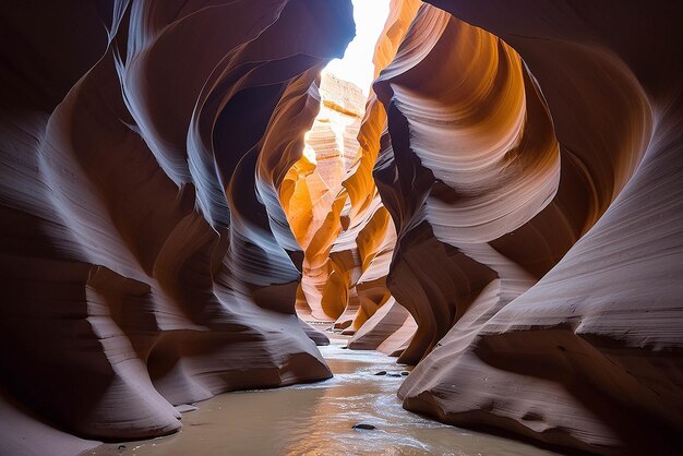 Foto ein schlitz-canyon außerhalb von page arizona schöne farben und sandstein verursacht von äonen von wind und wasser erosion page arizona vereinigten staaten von amerika