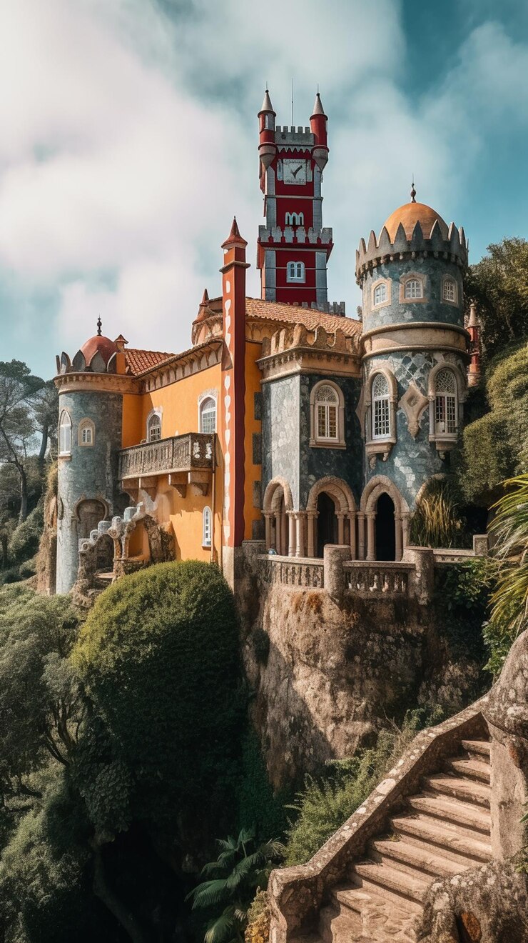 Foto ein schloss auf einem hügel mit einem schloss im hintergrund