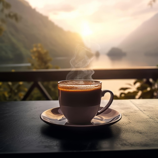 Ein Schluck des Lieblingskaffees, während man eine friedliche Zeit genießt