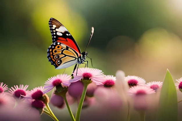 Ein Schmetterling auf einer Blume mit dem Wort Schmetterling darauf