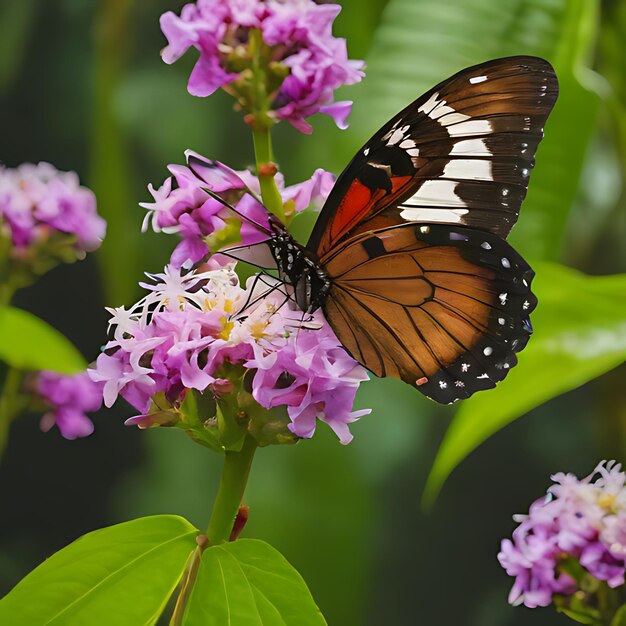 ein Schmetterling auf einer Blume mit einem Schmetterlings im Hintergrund