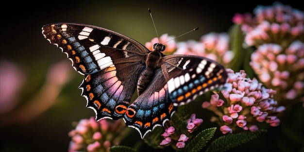 Ein Schmetterling auf einer rosa Blume mit dem Wort Schmetterling darauf