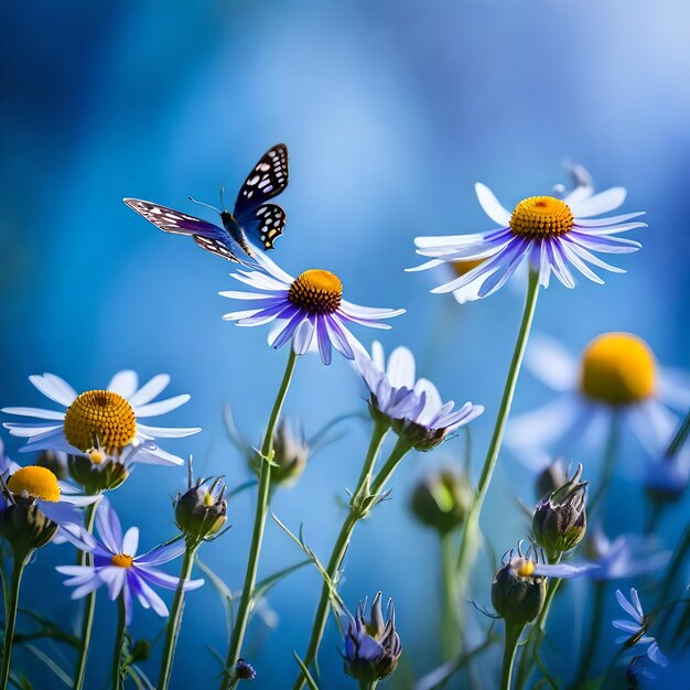 Foto ein schmetterling ist auf einer blume mit einem schmetterlin