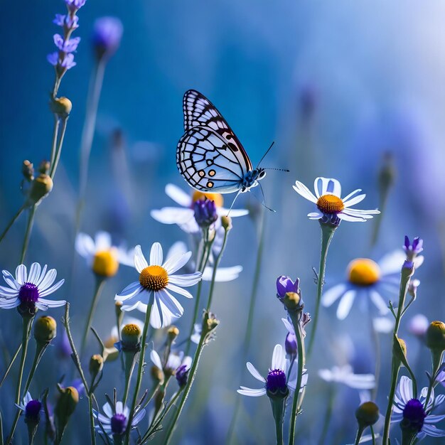 ein Schmetterling ist auf einer Blume mit einem Schmetterlin