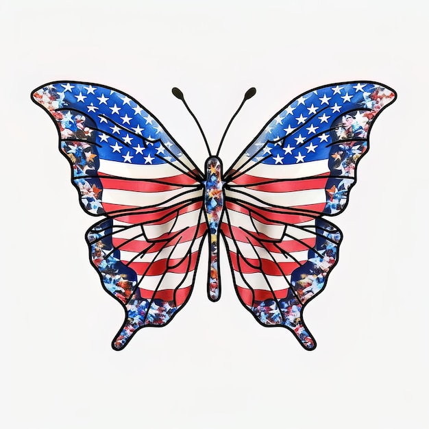 Ein Schmetterling mit der amerikanischen Flagge drauf