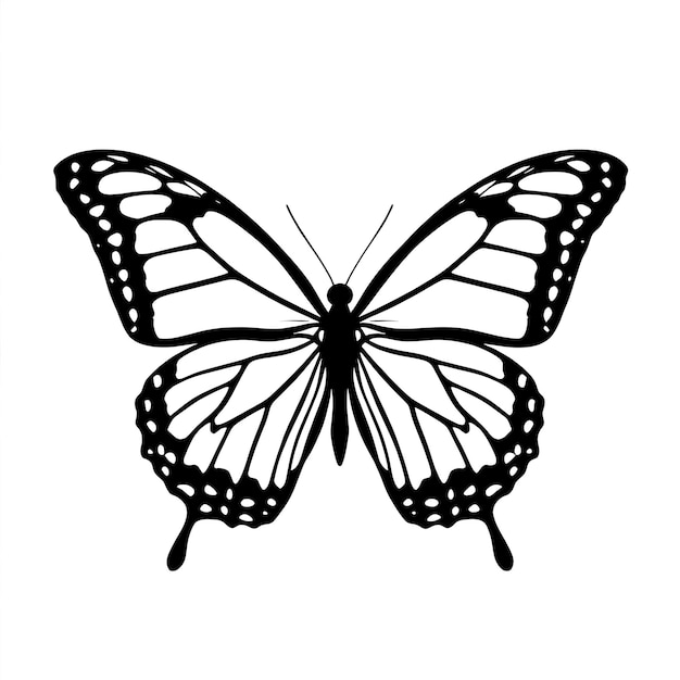 ein Schmetterling mit einem schwarzen Umriss und dem Wort Schmetterlinke darauf