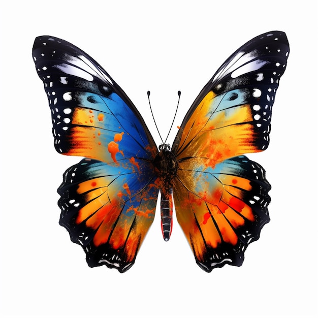 Ein Schmetterling mit Orange und Blau darauf