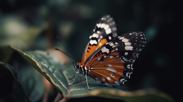 Ein Schmetterling sitzt auf einem Blatt, auf dem das Wort Schmetterling steht.