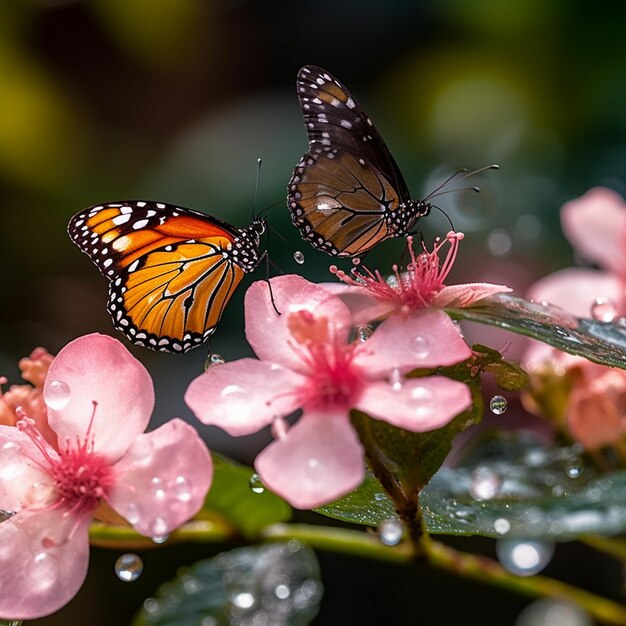 Ein Schmetterling sitzt auf einer Blume, auf der das Wort steht