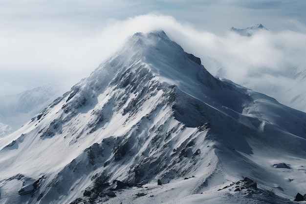 Ein schneebedeckter Gipfel eines Berges