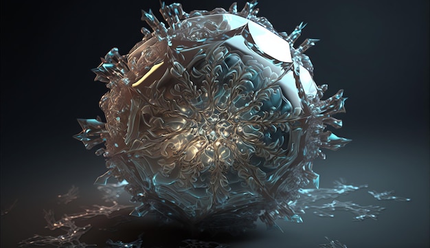 Ein Schneeflockenvirus unter der Lupe mit vielen Details und einer einzigartigen Form-KI-Generation