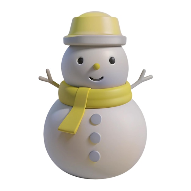 ein Schneemann mit gelbem Schal und einem gelben Schal