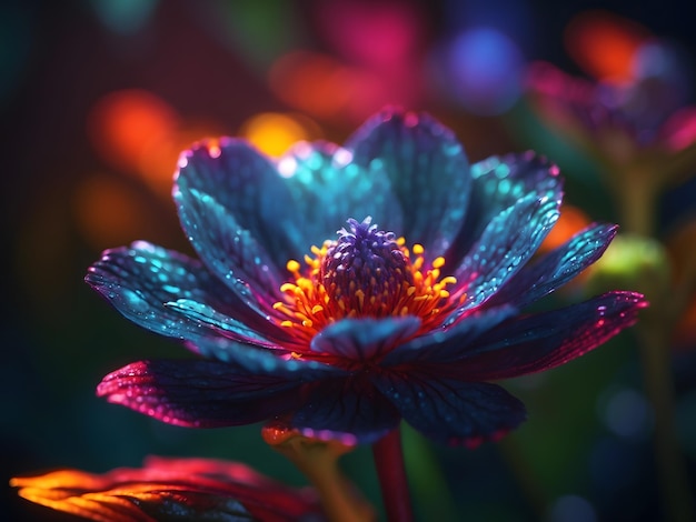 Ein schön beleuchtetes Makrofoto einer natürlichen Blume mit lebendigen Farben und detaillierter Blütenblattstruktur