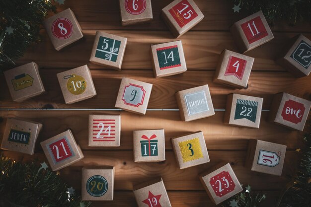 Ein schöner Adventskalender in einer Streubox mit Zahlen