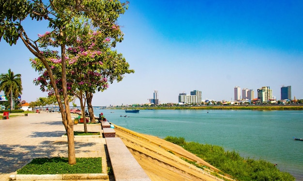 Ein schöner Panoramablick auf die Stadt Phnom Penh in Kambodscha