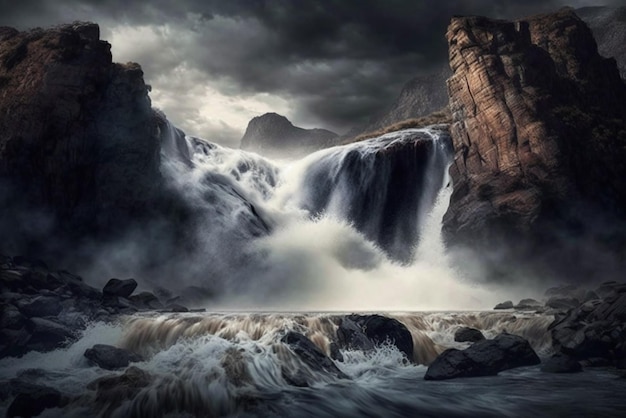 Ein schöner Wasserfall in der Felsenlandschaft