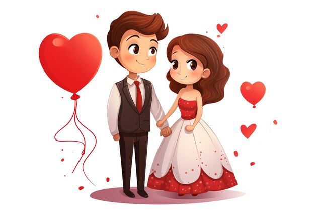ein schönes Paar mit einem roten Herzballon
