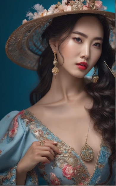 Ein Schönheitsmodell mit chinesischem Kleid