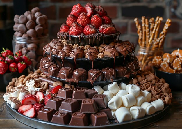 ein Schokoladenkuchen mit Schokolade und Erdbeeren