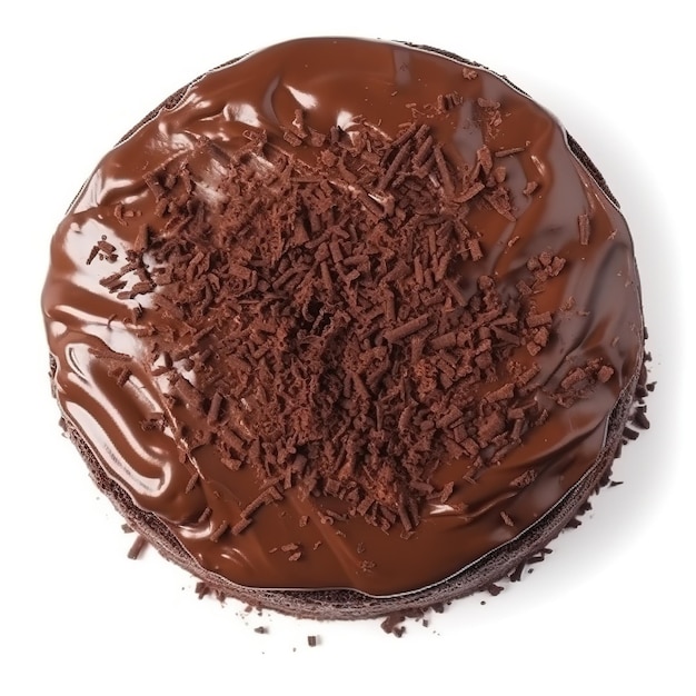 Ein Schokoladenkuchen mit Schokoladenglasur und Streuseln.