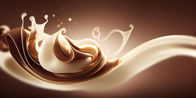 Ein Schokoladenstrudel in einem braunen und weißen Hintergrund