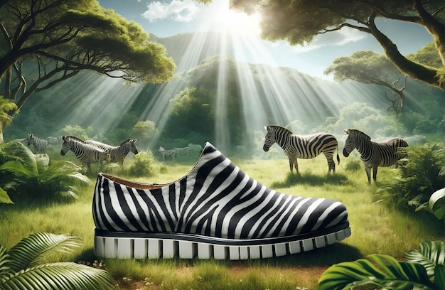 ein Schuh mit einem Zebra-Streifen-Stil