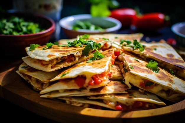 Ein Schuss Quesadillas, der bei einem Picknick der Gemeinde serviert wird