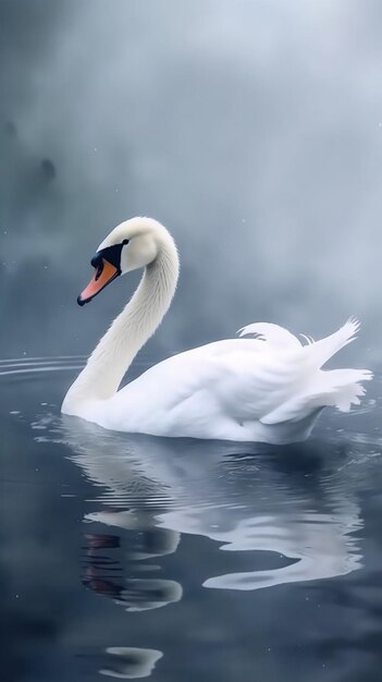 Ein Schwan, der im Wasser schwimmt