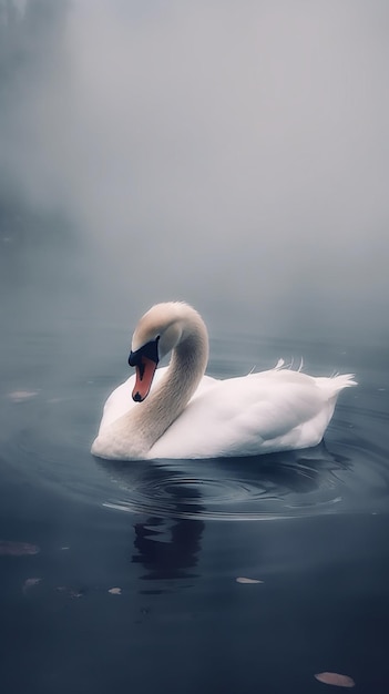 Ein Schwan, der im Wasser schwimmt