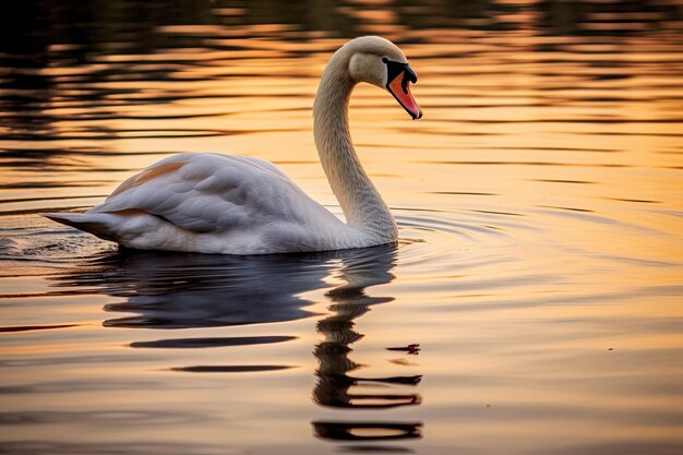 ein Schwan schwimmt im Wasser